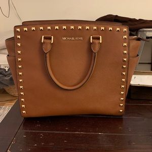 Michael Kors tan leather studded large bag